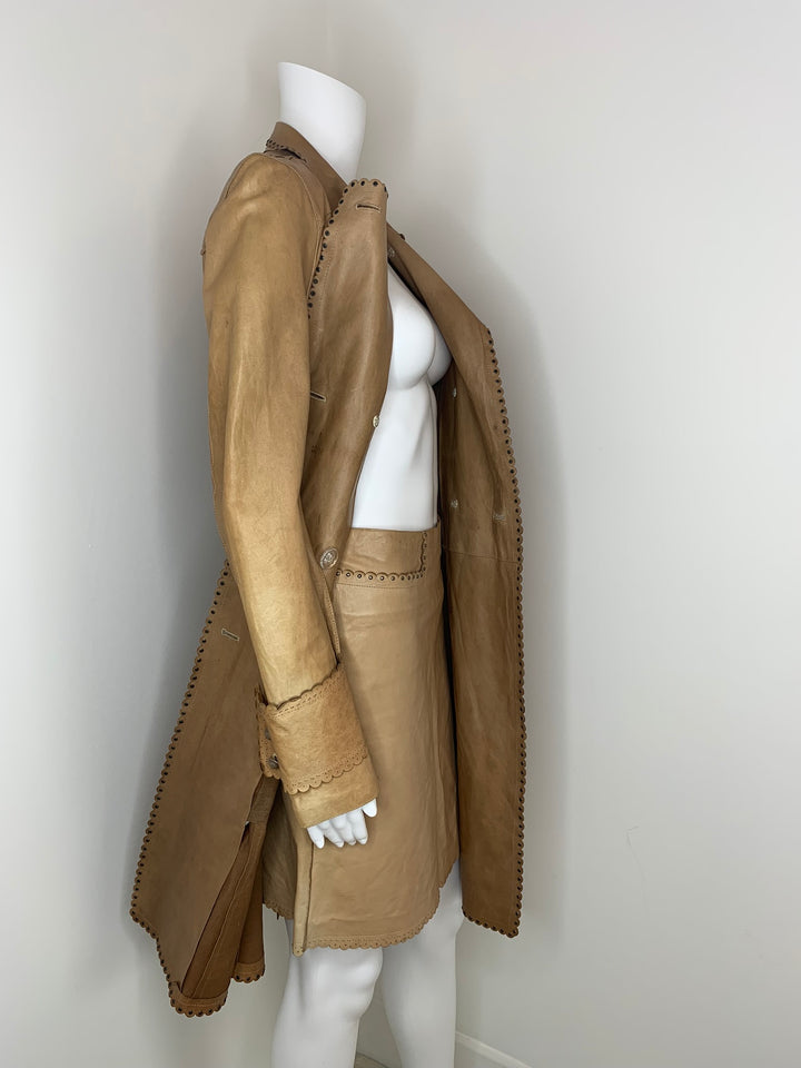 Joseph, Leather Trench Coat , Jacket, Skirt , 2 Piece Set ,2007, Size UK 10